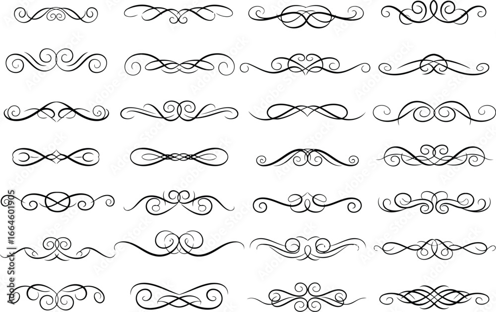 Obraz premium Decorative Flourish Divider Ornaments Set