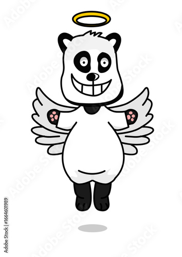 illustration of an angel panda bear
