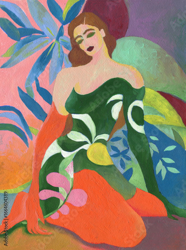 abstract woman portrait. oil painting. illustration