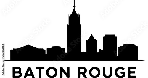 Baton Rouge Skyline Silhouette Vector | Minimal Black and White City Design