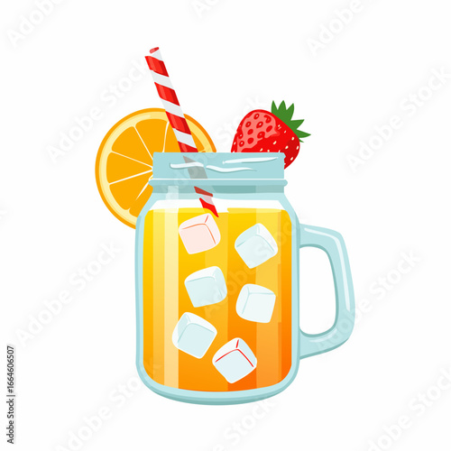 Refreshing Summer Fruit Juice in Mason Jar