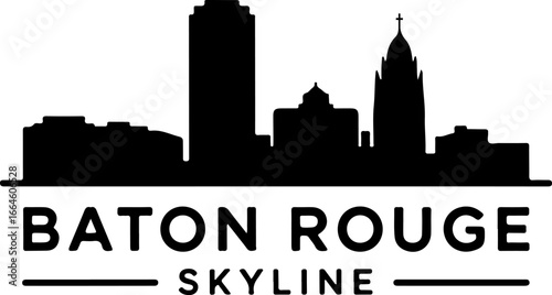 Baton Rouge Skyline Silhouette Vector | Minimal Black and White City Design