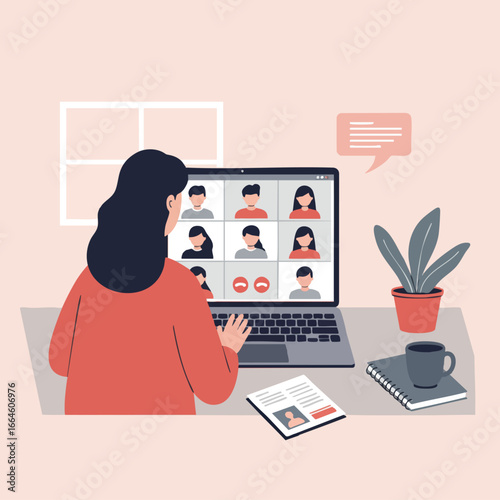 Woman on a Video Call Staying Connected through Remote Work and Communication