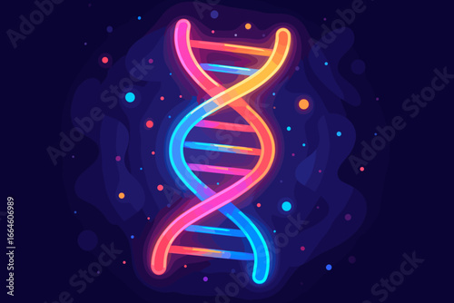 Luminous DNA molecule vector concept. Gene manipulation and genetic engineering science. Abstract futuristic neon helix structure. Biotechnology and chemistry innovation cartoon icon.