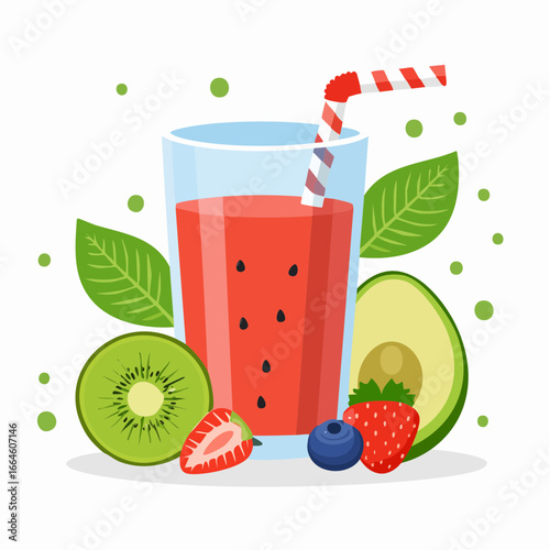 Refreshing Fruit Smoothie Vector Illustration