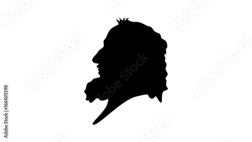 Charlemagne portrait, black isolated silhouette
