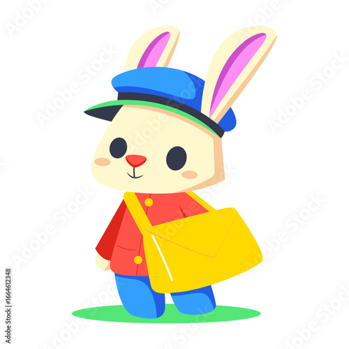 A flat style icon representing mailman rabbit
