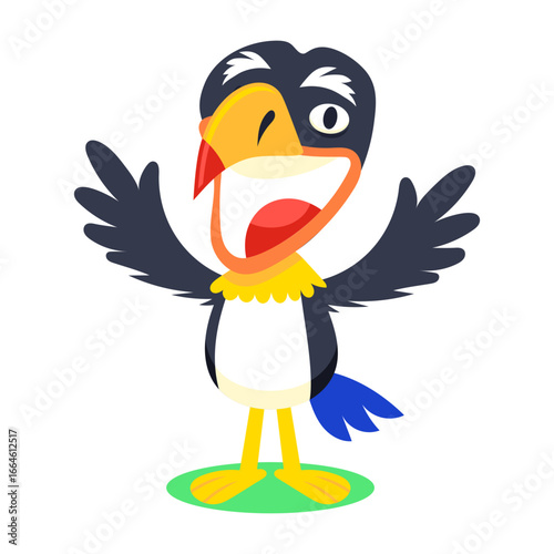 A flat style icon showing talking lorikeet