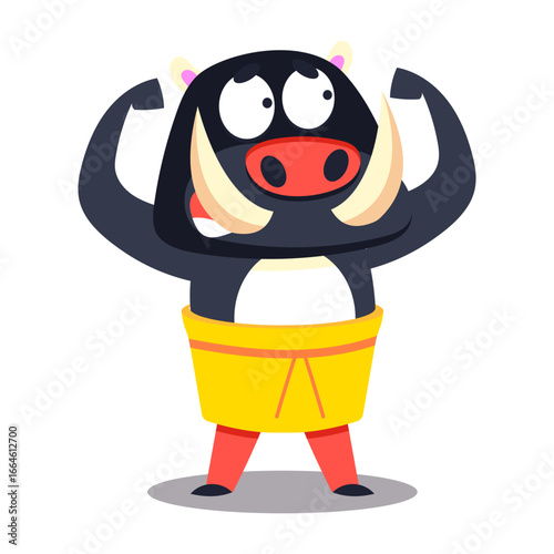 A flat style icon showing buff babirusa
