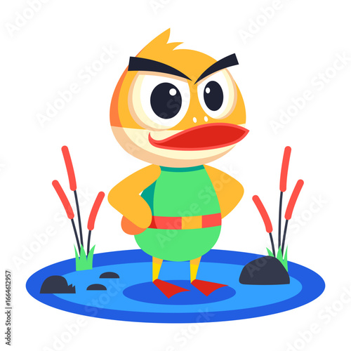 A flat style icon representing duckling