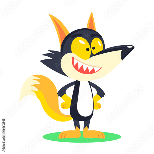 A flat style icon depicting clever coyote