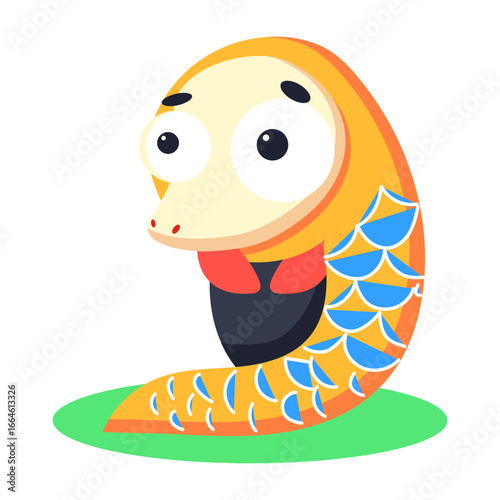 A flat style icon showing dizzy pangolin