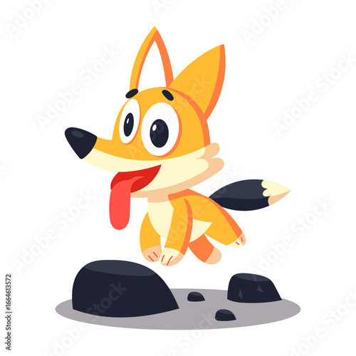 A flat style icon representing jumping jackal