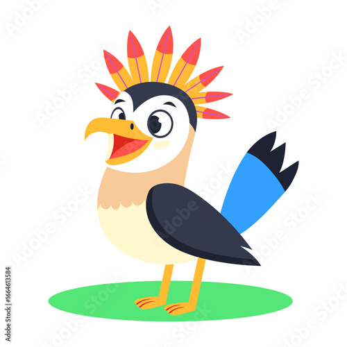 A flat style icon depicting kooky kagu
