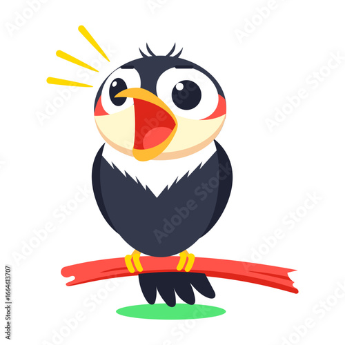 A flat style icon depicting shocked shrike