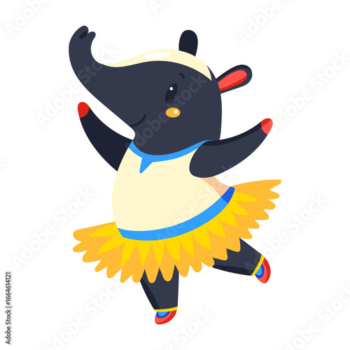 A flat style icon depicting twirling tapir