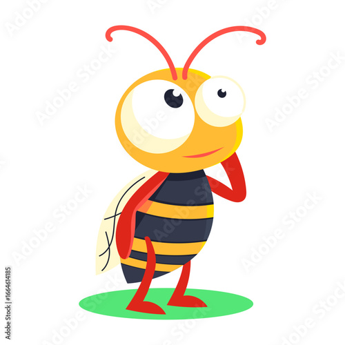 A flat style icon representing cute bee