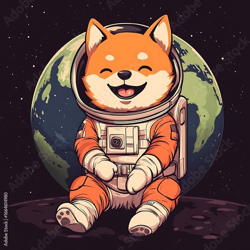 Cute dog astronaut in space (7)