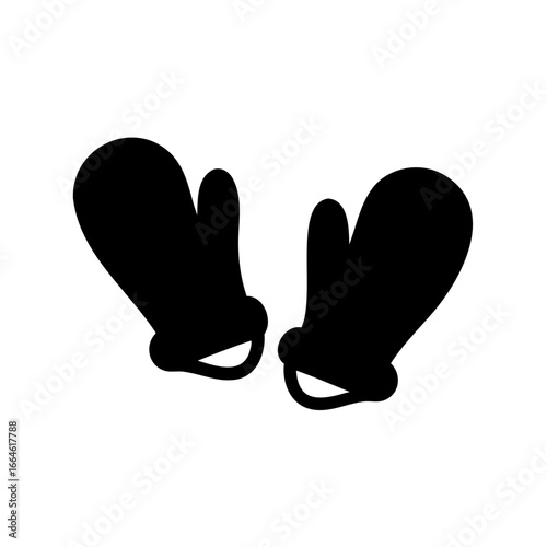 Two black mittens silhouette, perfect for winter warmth and snowy activities
