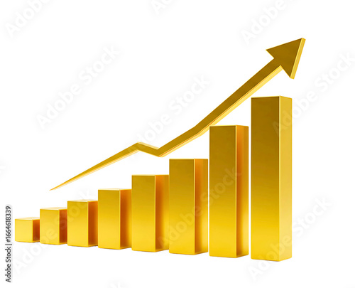 Free Download Golden bar chart showing upward trend and growth - GFXLoad