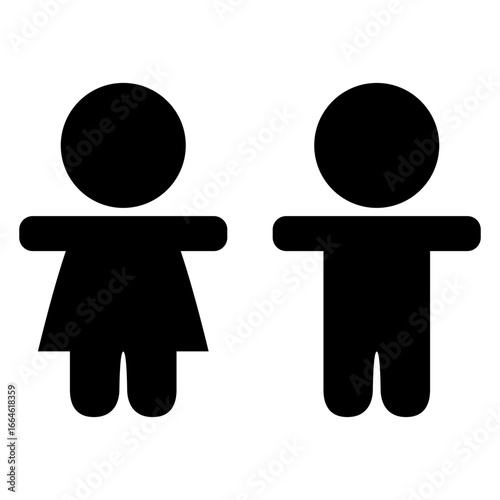 Logo infancia. Icono silueta de niña y de niño 