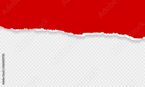 Red torn paper on transparent background