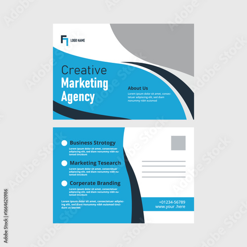CREATIVE MARKATING AGENCY POSTCARD DESIGN TEMPLATE