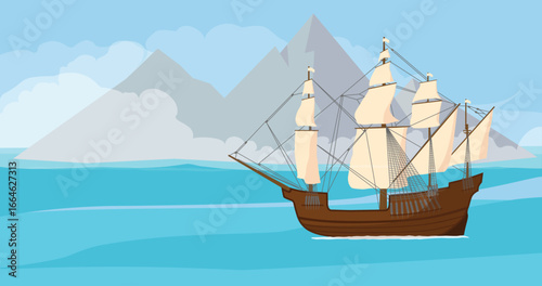 Sailing yacht under sail. Cruises