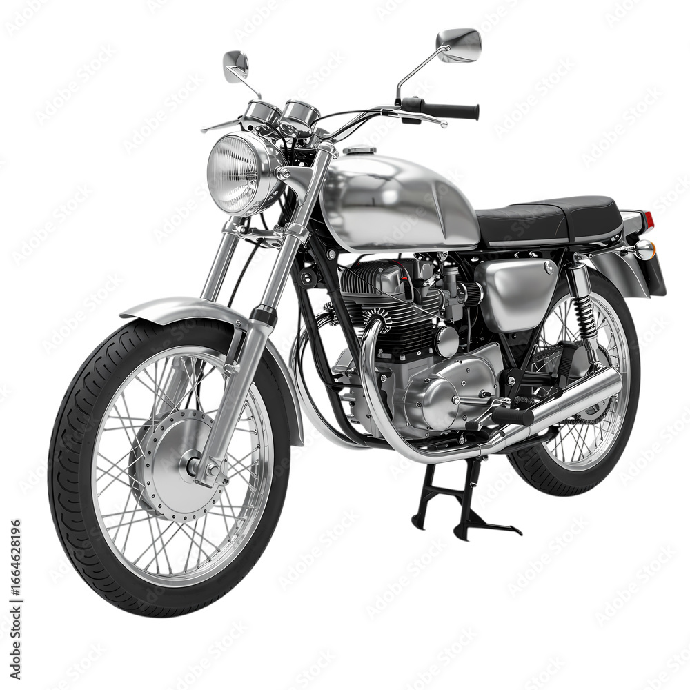 Fototapeta premium Classic Motorcycle Silver Beauty isolated on transparent background