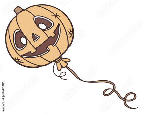 Jack-o-lantern balloon floating with string pumpkin