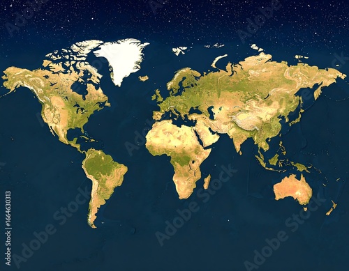 World map, detailed view