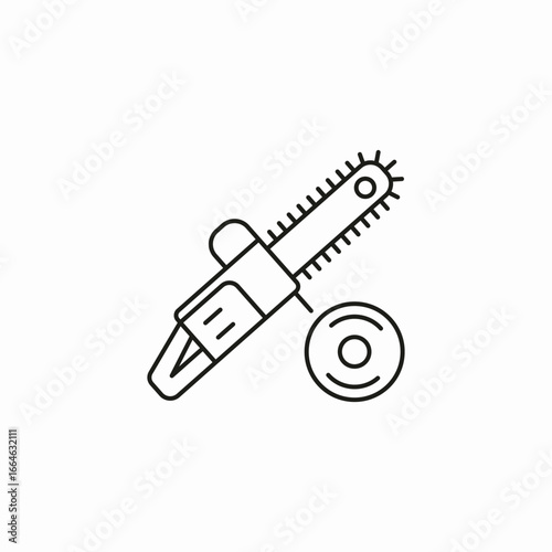 chainsaw cutting log icon sign vector