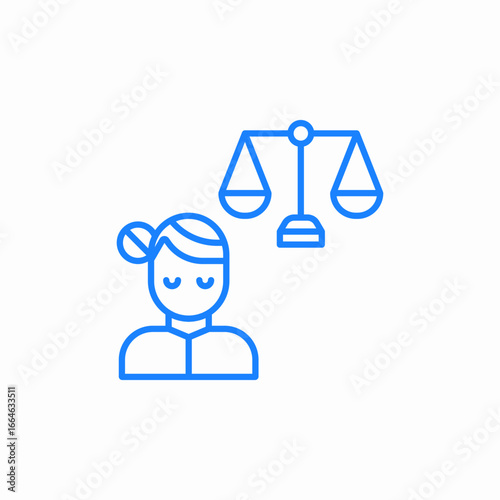 judge female justice icon sign vector
