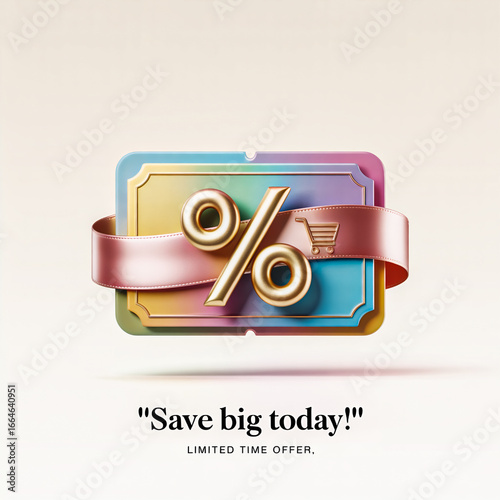 Colorful Coupon Badge With Percent Symbol