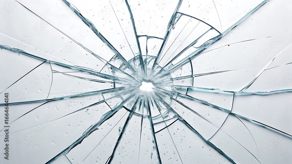 Obraz premium Shattered Reality An Abstract Composition of Broken Glass and Sharp Cracks on White