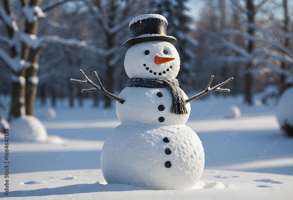 Obraz premium Ein Schneemann, stilisiert in minimalistischer Wintereleganz