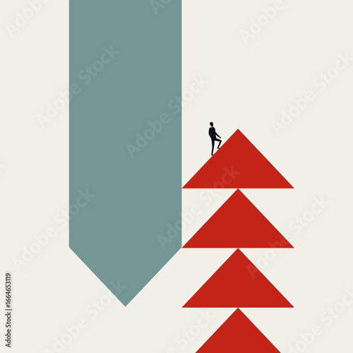 Business recovery and growth vector concept. Symbol of success, improvement, ambition. Minimal design eps10 illustration.