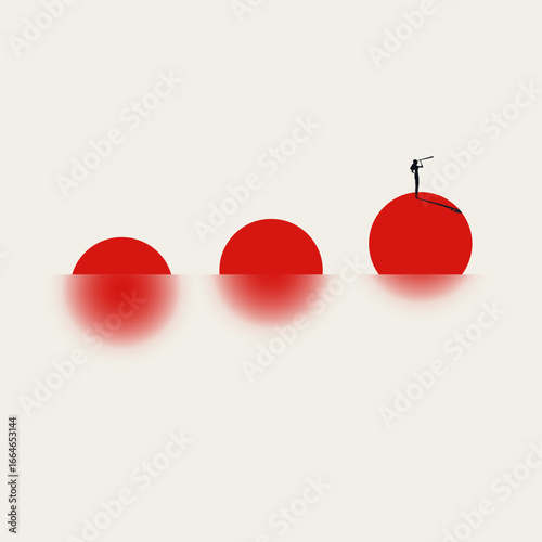 Business growth and success vector concept. Symbol of ambition, strategy, vision, future. Minimal design eps10 illustration.