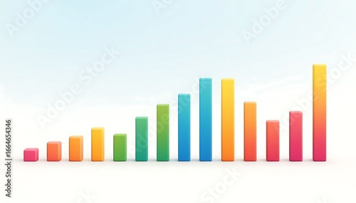 Colorful bar graph on white background, a visual representation of data and trends isolated on white background
