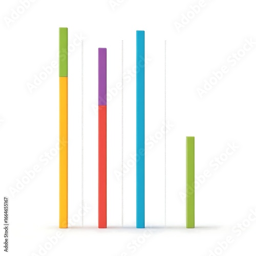 Colorful bar chart showing statistical data isolated on white background