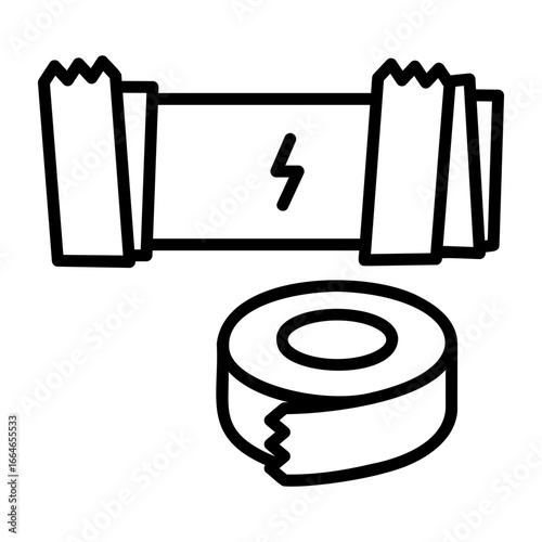 Battery and tape icon wrapped in insulating tape.