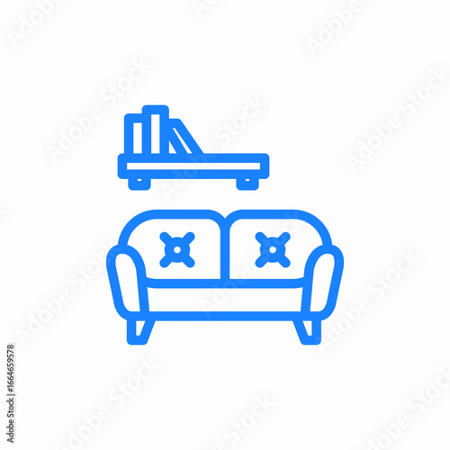 sofa with books icon sign vector
