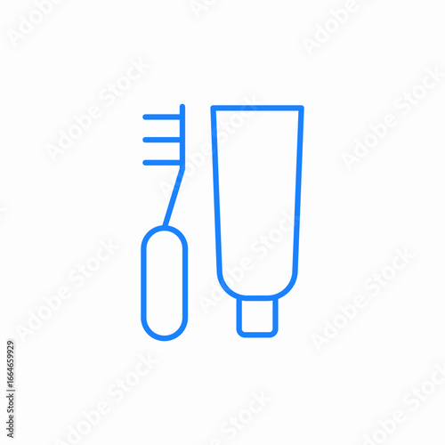 toothbrush toothpaste icon sign vector