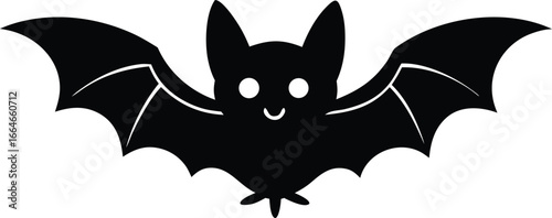 cute halloween bat silhouette vector illustration
