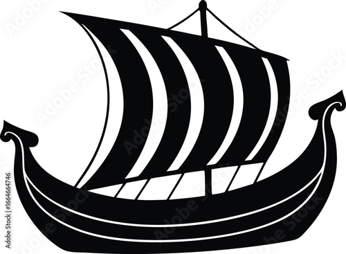 viking longship silhouette vector icon