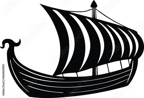 Viking longship silhouette vector