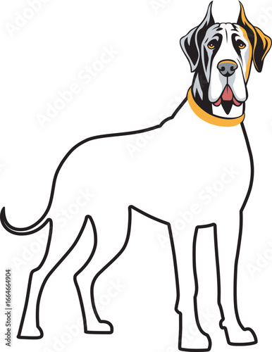 Elegant Great Dane Dog Silhouette with Detailed Facial Features