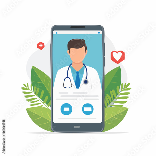 Telemedicine App Interface Doctor Consultation on Smartphone