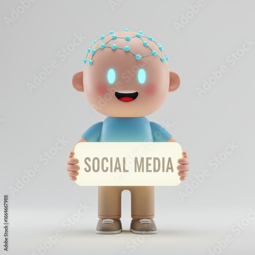 3D Social Media Character Icon Network Connection