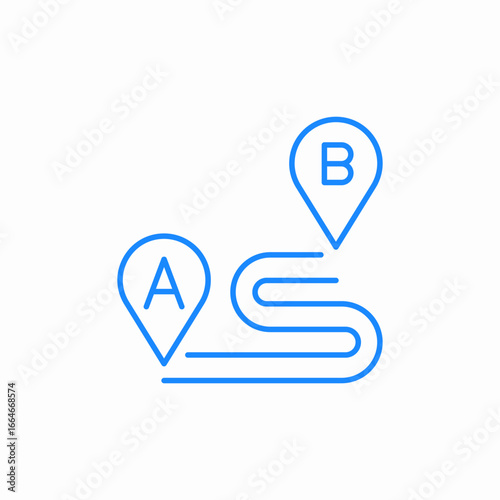 from A to B destination icon sign vector